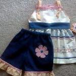 Denim Ruffle Shorts With A..