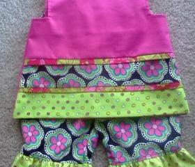Fuchsia Ruffle Pants and Sleeveless Blouse